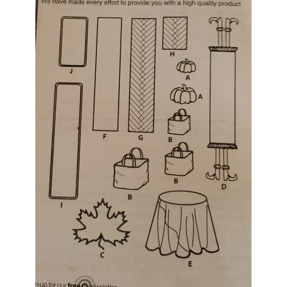 Simplicity 1343 Sewing Pattern Table Accessories Stuffed Pumpkins Fabric Baskets